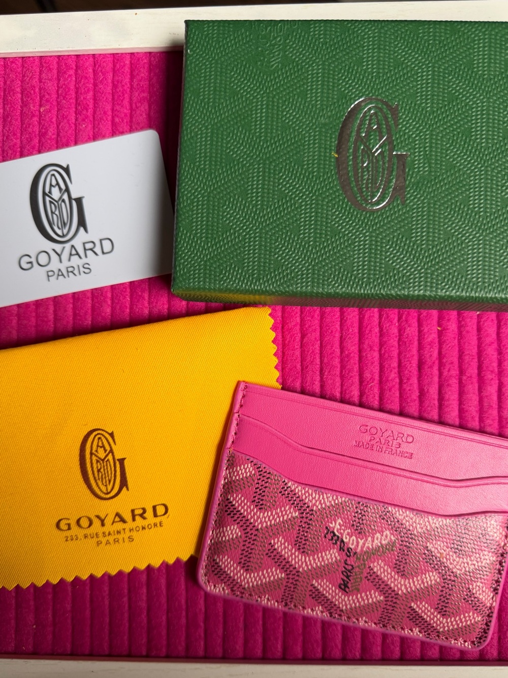 Goyard Pink Card Holder - Pink Leather & Goyardine Canvas